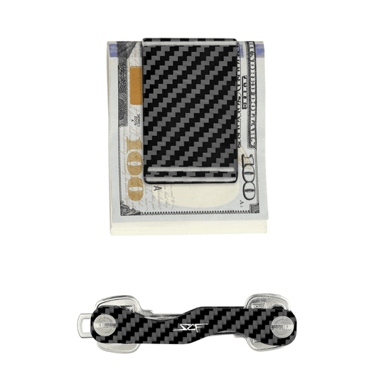 Black Carbon Fiber Money Clip & Key Organizer